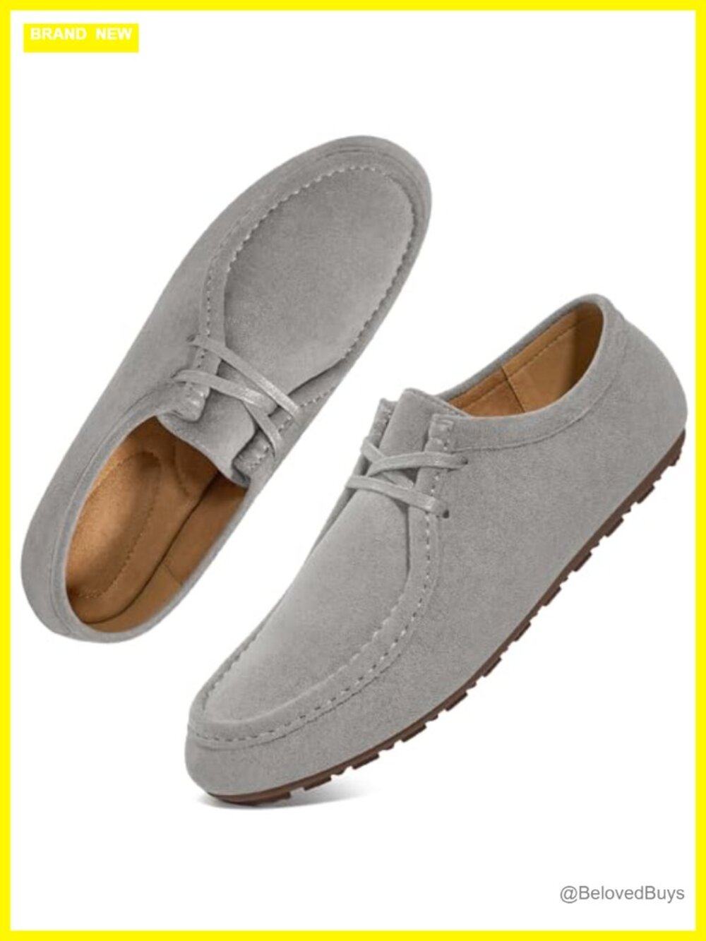 HARENCE Women's Suede Loafers Lace Up Non-Slip Oxfords Lightweight Flats